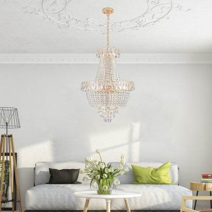 Golden Crystal Chandelier, Large Modern Luxury Chandelier, Suitable For Living Room, Dining Room, Bedroom, Hallway - No Bulb - www.Shopthatapp.com