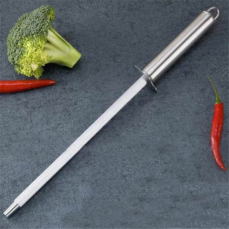 Stainless steel honing rod Household kitchen knife sharpener stick - www.Shopthatapp.com