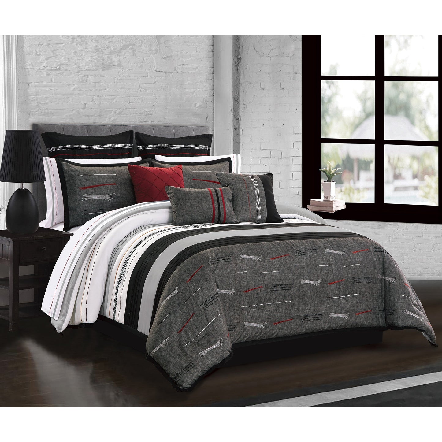 Parure de lit tissée 7 pièces King Zumi