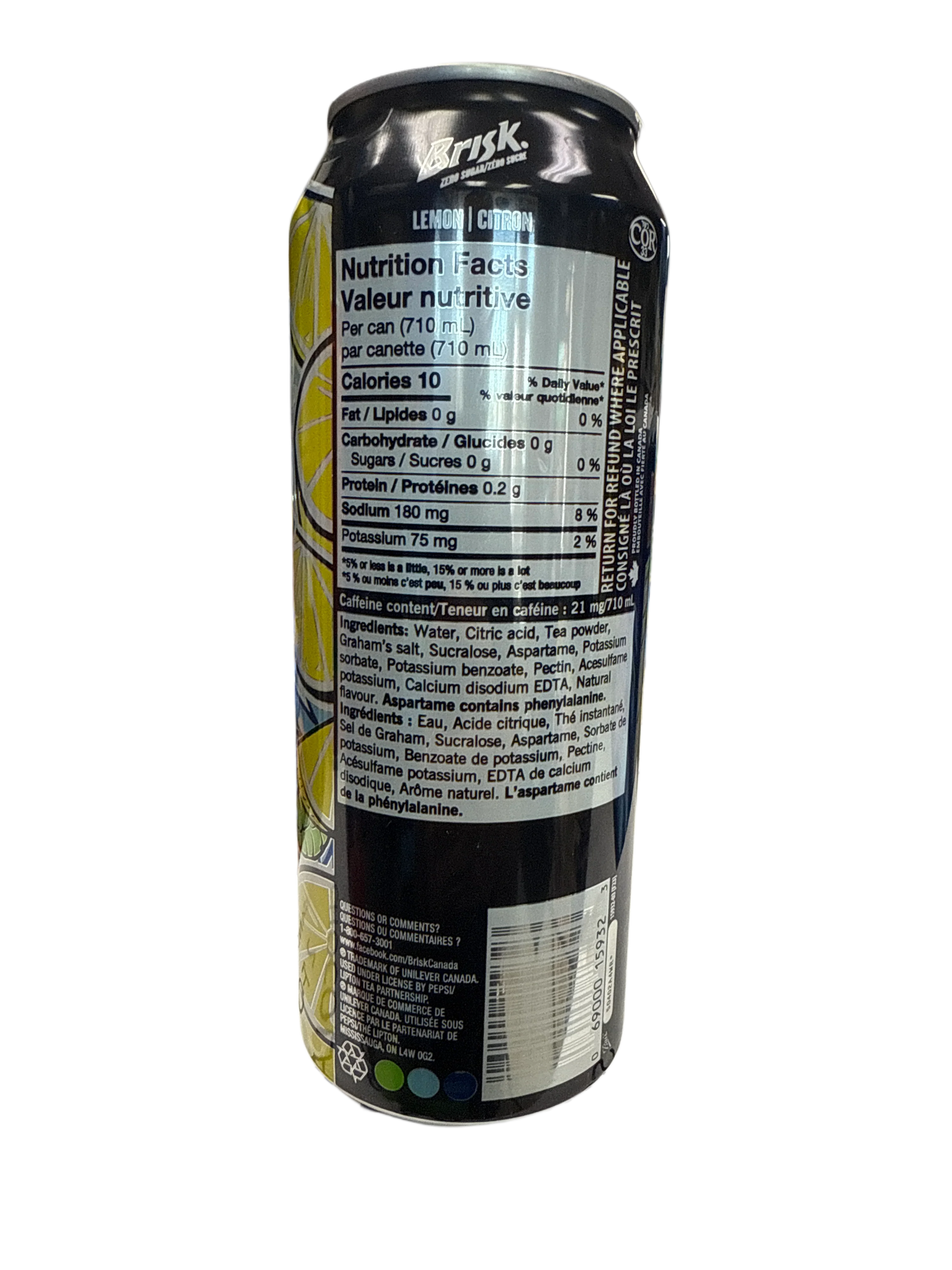 Brisk Zero Sugar Lemon Iced Tea Tall Can 710ML - U.S Edition - www.Shopthatapp.com