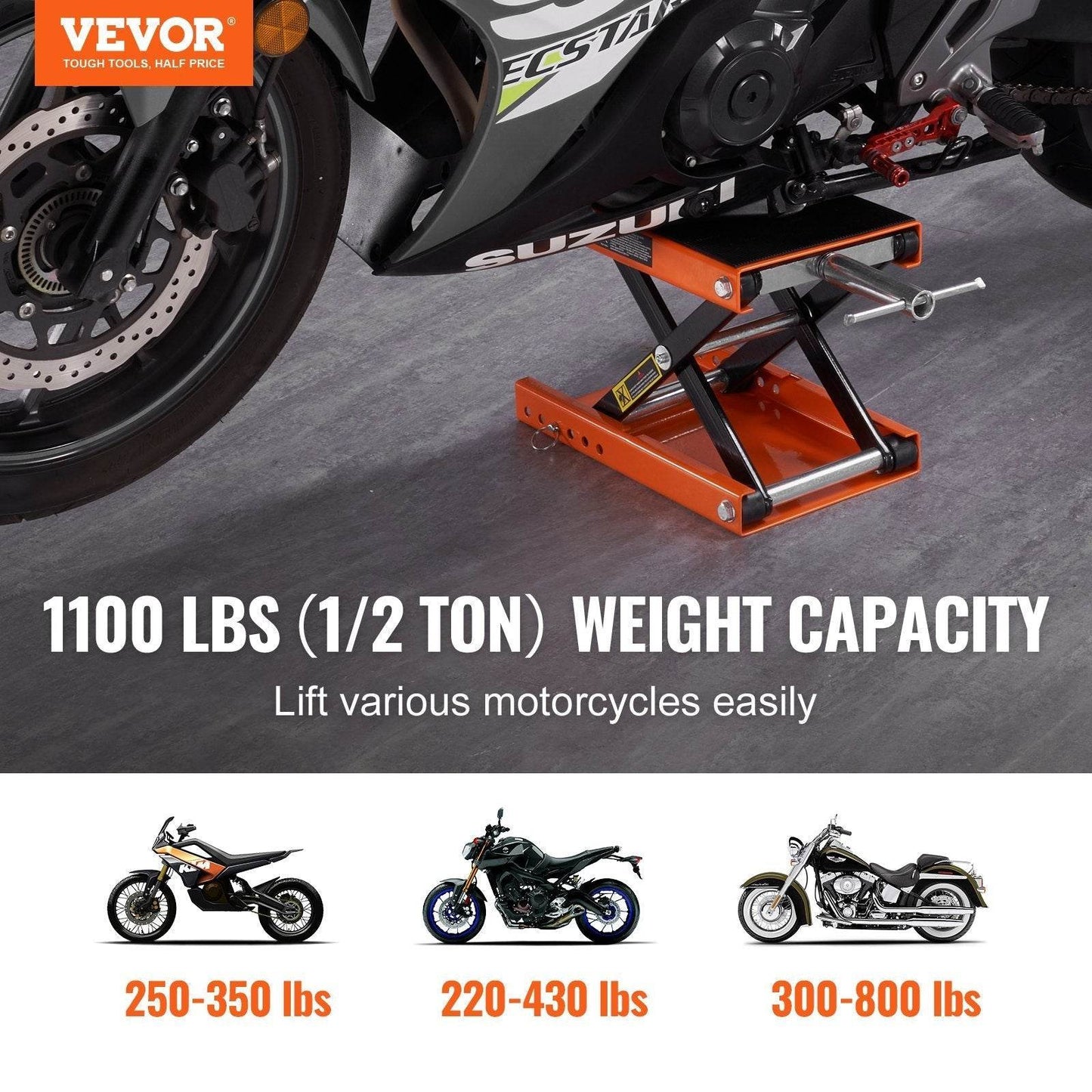 VEVOR Motorcycle Lift Scissors Lift Jack Center Hoist Crank Stand - www.Shopthatapp.com