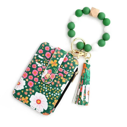 Women's Flora Print Tassel Leather Card Holder Wallet - www.Shopthatapp.com