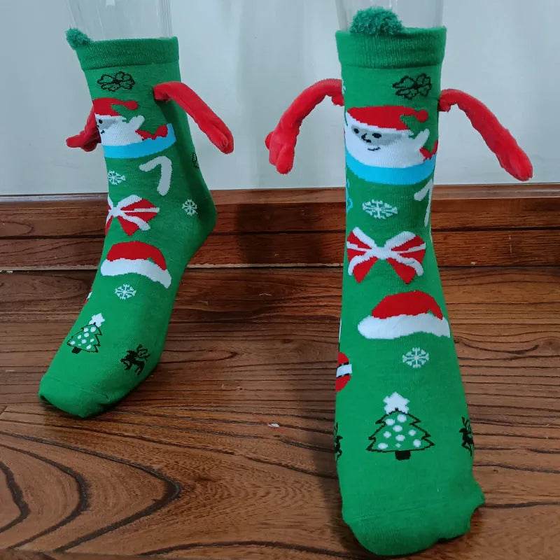 Christmas Stockings Autumn Winter Cotton Magnet Lodestone Hand Tube Socks - www.Shopthatapp.com