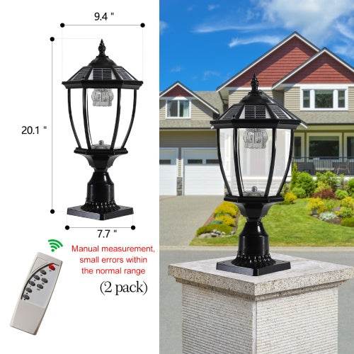 Solar Pillar Headlights With Dimmable LEDs - 2 Packs Landscape Pathway Light - www.Shopthatapp.com
