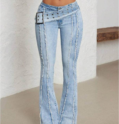 Women's Fashionable Low Waist Flared Jeans - www.Shopthatapp.com