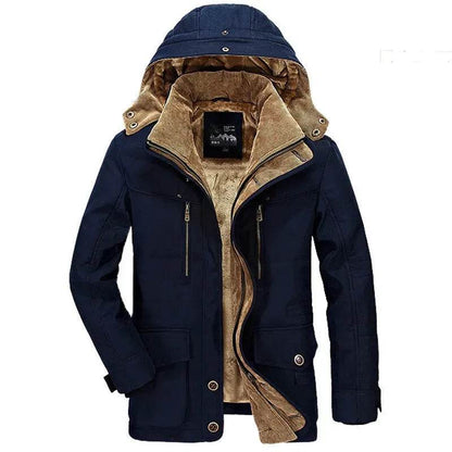 Thickened multi-pocket hooded men's cotton coat - www.Shopthatapp.com
