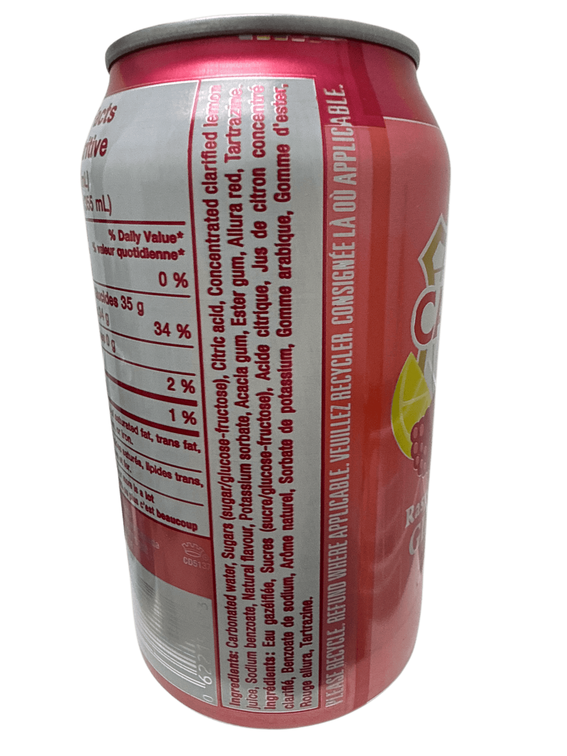 Canada Dry Limited Edition Raspberry Lemonade Ginger Ale Can 355ML - Canadian Edition - www.Shopthatapp.com