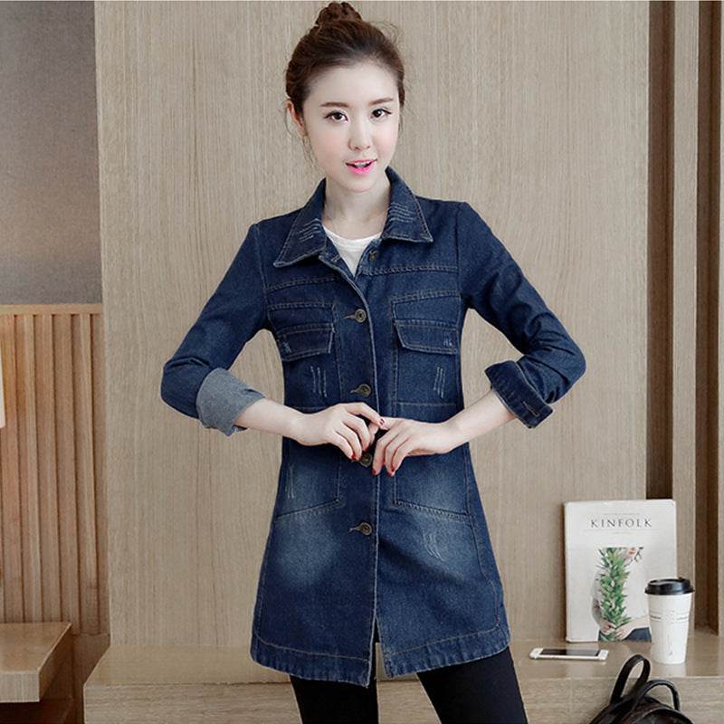 Women Denim Jacket Slim Mid Length - www.Shopthatapp.com