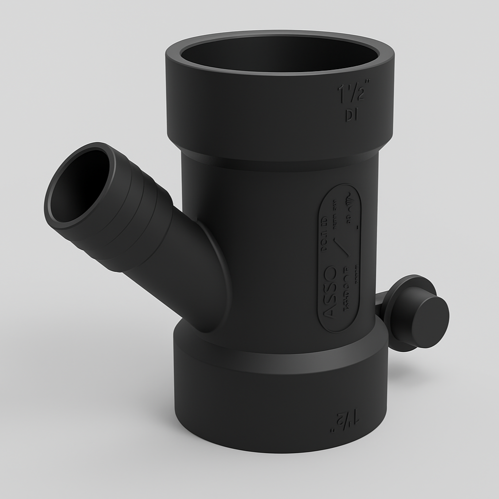 LESSO ABS Dishwasher Wye — 1-1/2″ Hub × 1-1/2″ Hub × 1/2″ Barb | - www.Shopthatapp.com