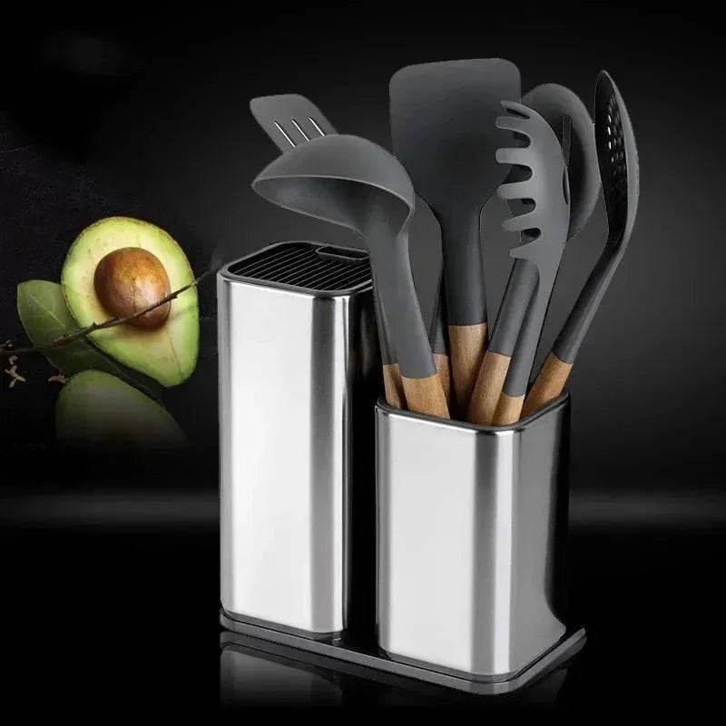 Stainless Steel Kitchen Cutlery Holder Utensils holder - www.Shopthatapp.com