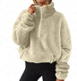 European And American Velvet Fleece-lined Women's Half Zipped Stand Collar Sweater - www.Shopthatapp.com