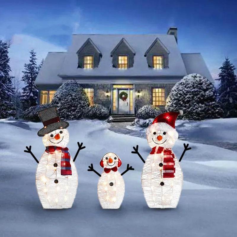 Christmas Scene Decoration With LED Lights Christmas Snowman Ornaments - www.Shopthatapp.com