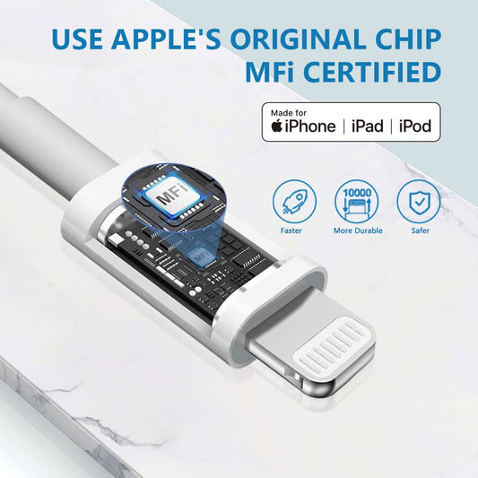 PEAPOLET iPhone Charger Cable, [Apple MFi Certified] Lightning Cables 2 Pack USB-A to Lightning Apple Long iPhone Cable Fast Charging for iPhone 14/13/12/11Pro/Max/XS/X/XR/8/7/6 iPad iPod (3.3 FT) - www.Shopthatapp.com