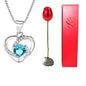 Valentines Day Gift Heart Shaped Blue Purple Crystal Diamond Pendant Rose Head Necklace - www.Shopthatapp.com