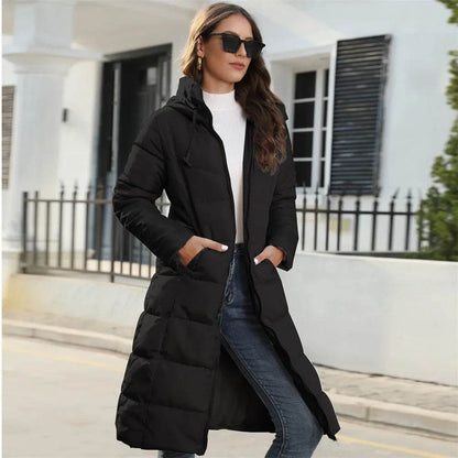 Mid Length Cotton Padded Hoodie Puffer Winter Jacket for women - www.Shopthatapp.com