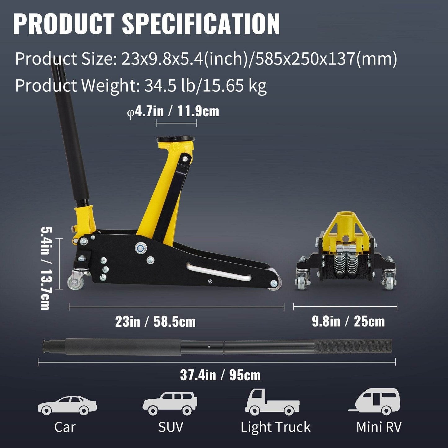 1.5 Ton Low Profile Aluminum Steel Racing Floor Jack Dual  Lift Car - www.Shopthatapp.com