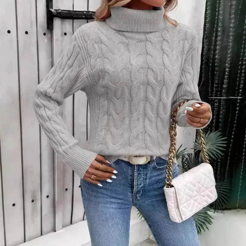 Women's Cable-knit Turtleneck Sweater - www.Shopthatapp.com