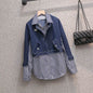 Casual Denim Jacket Fake Two-piece Suit Women - www.Shopthatapp.com