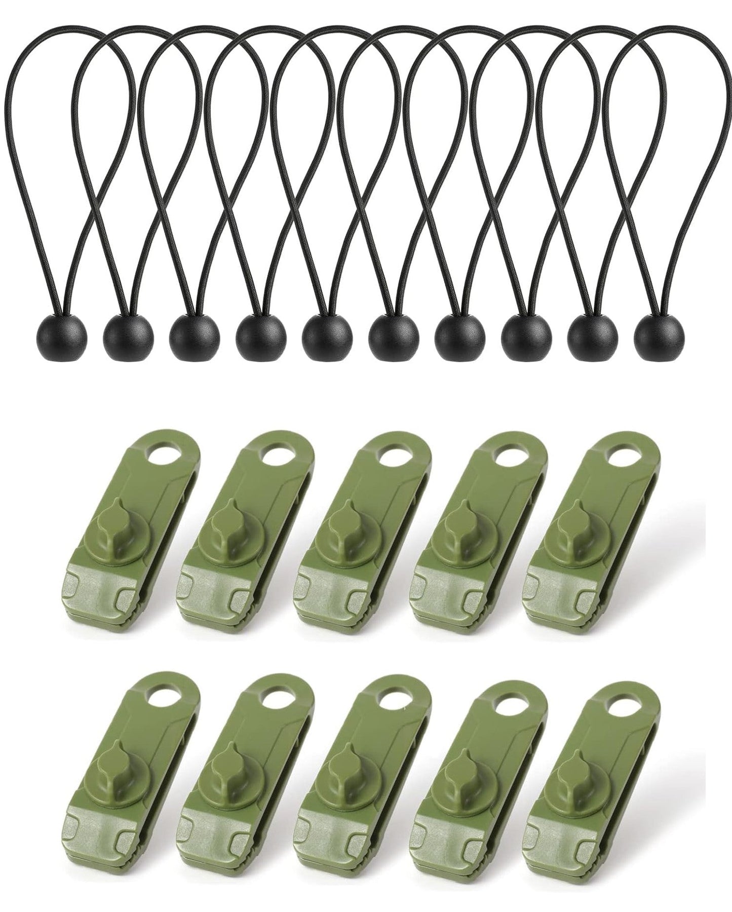 Tarpaulin Clips with 4mm Tarpaulin Ties for Camping Cargo Car Boat 10 Pack
