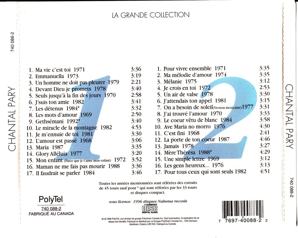 Chantal Pary / La grande collection (compilation) - CD (Used) - www.Shopthatapp.com
