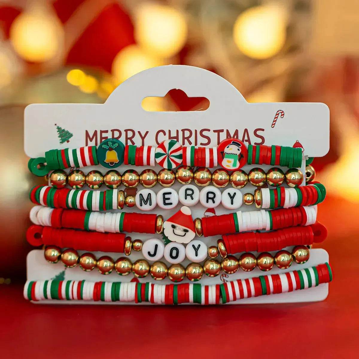 Christmas Polymer Clay Color Bracelet set  Xmas gift idea - www.Shopthatapp.com