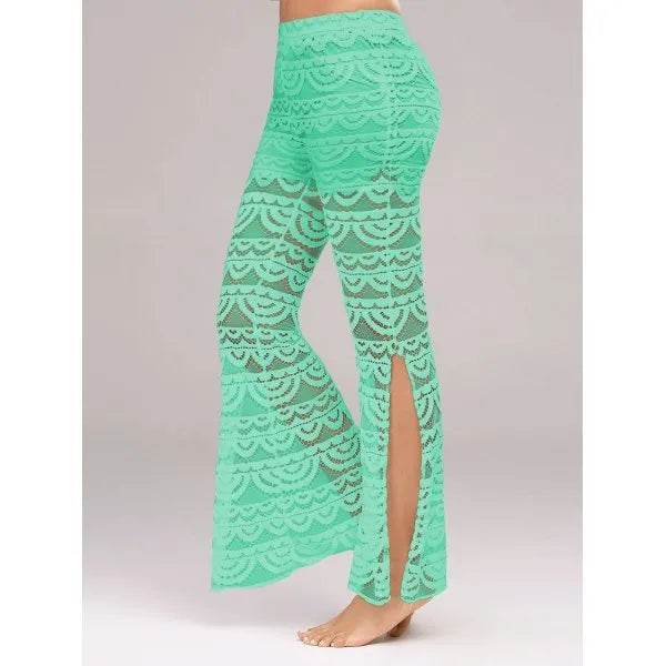 Summer Women Elegant Patchwork Sheer Pants Sexy Lace Trouser Pantalon Party Clubwear - www.Shopthatapp.com