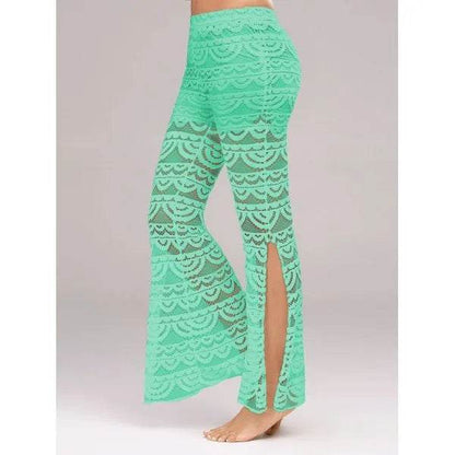 Summer Women Elegant Patchwork Sheer Pants Sexy Lace Trouser Pantalon Party Clubwear - www.Shopthatapp.com