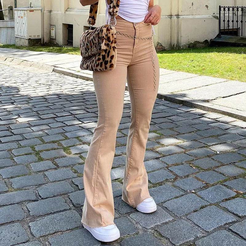 Brown High Waist Stretch Bootcut Jeans Women Casual Pants - www.Shopthatapp.com