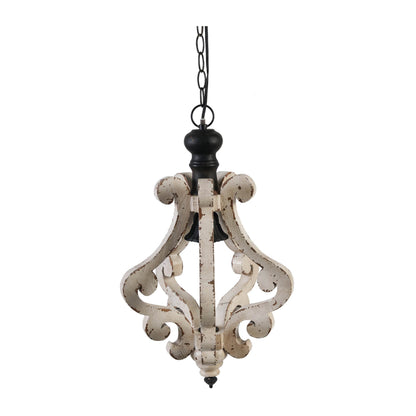 Farmhouse Chandelier, Dilapidated White Chandelier French Country Wood Chandelier For Living Room Foyer, Bulb Not Included - www.Shopthatapp.com