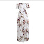 Elegant Ladies Summer Boho Vacation Resort Slit Maxi dress off shoulder Long floral Beach summer slit dress - www.Shopthatapp.com