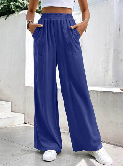 Women Middle-waisted Straight-leg Pants Loose Sports Pocket Casual Trousers - www.Shopthatapp.com