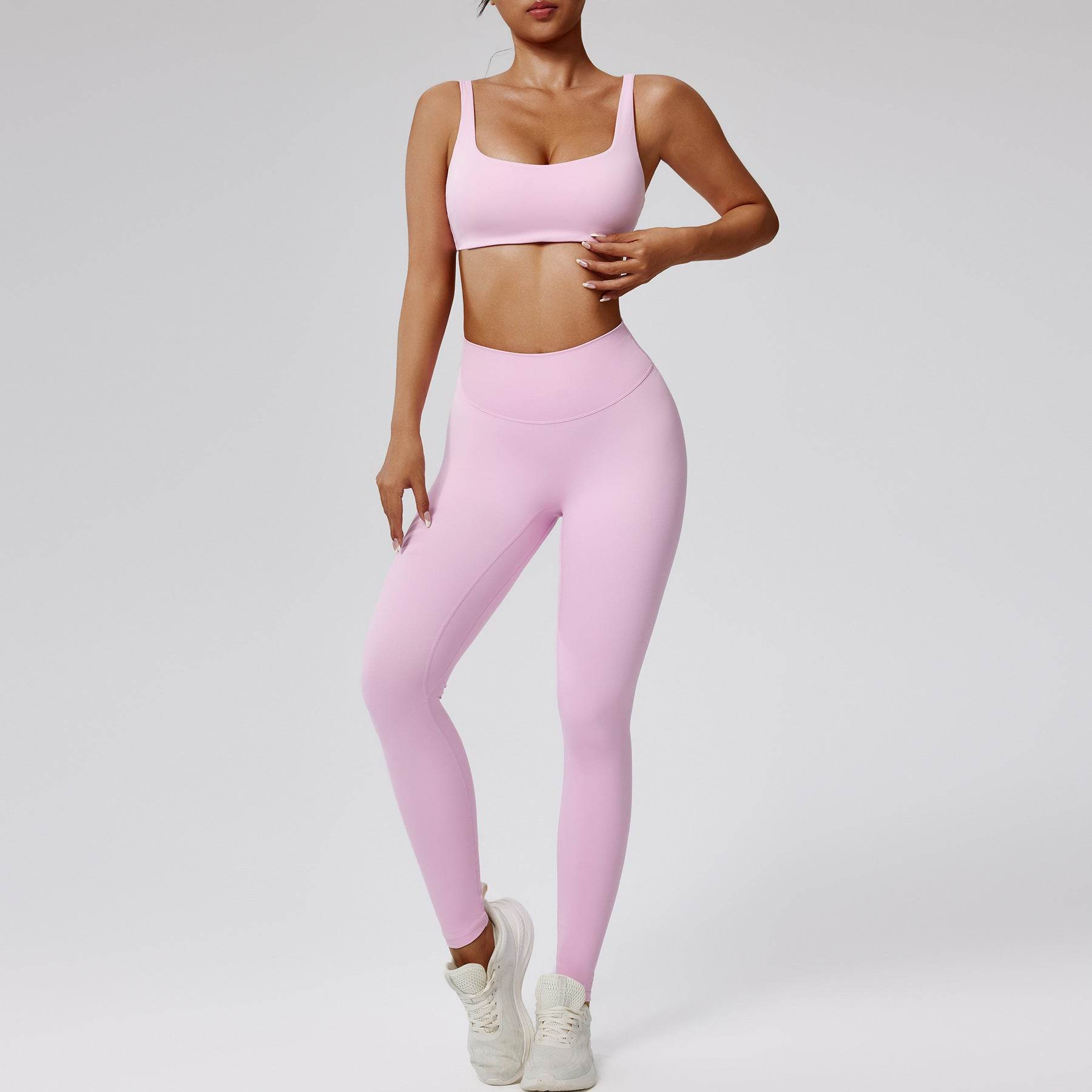 Quick-drying Nude Feel Running Sports Workout Yoga Clothes 2pcs set Long sleeve Crop top and High Waist Pant - www.Shopthatapp.com
