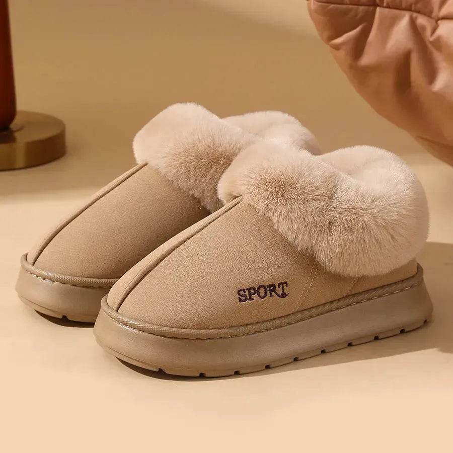 Plush Cotton Shoes For Women Winter Warm Home Slippers Outdoor Snow Boots - www.Shopthatapp.com