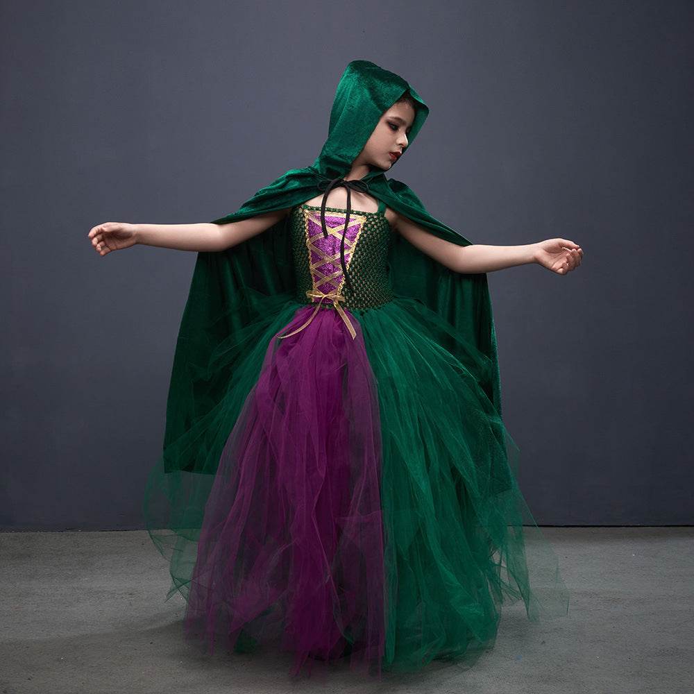 Halloween Costume Witch Children Dress Cloak Broom Set - www.Shopthatapp.com