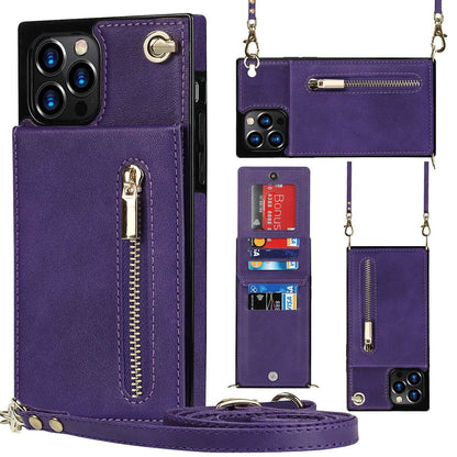 Samsung leather Crossbody Phone Case Card Holder Wallet leather case - www.Shopthatapp.com