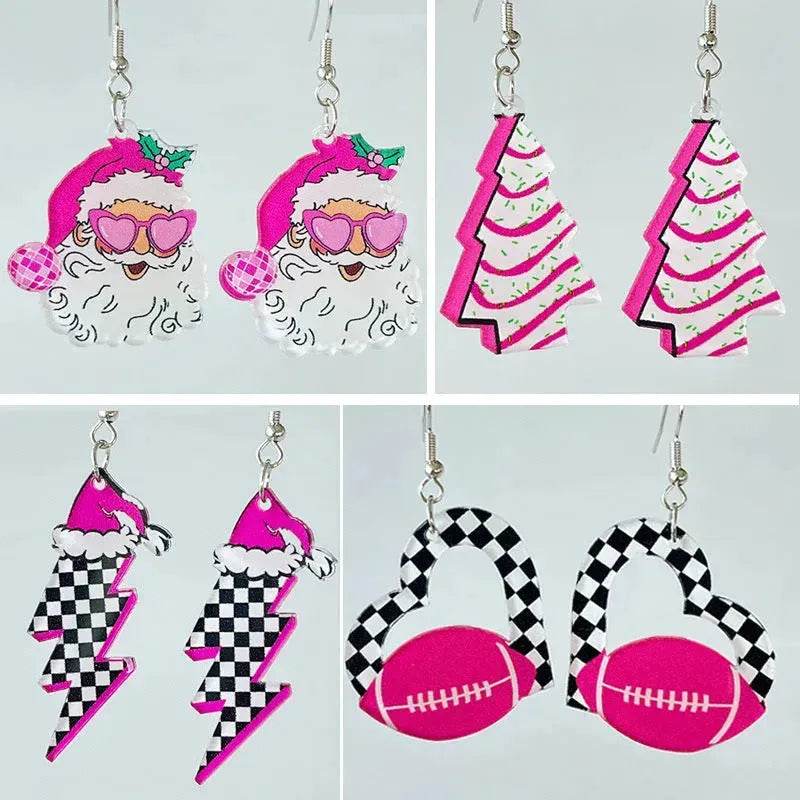 Acrylic Earrings Christmas Cute Cartoon Christmas Santa Claus Tree Football Lightning Earrings Jewelry - www.Shopthatapp.com