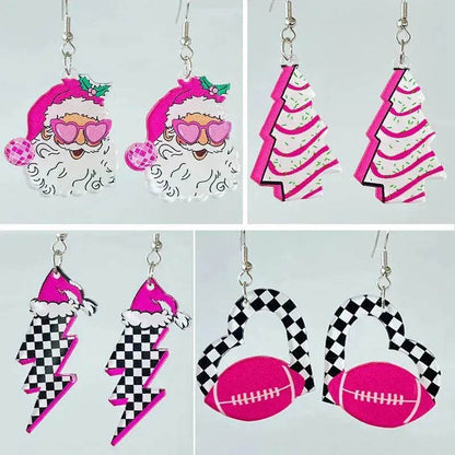 Acrylic Earrings Christmas Cute Cartoon Christmas Santa Claus Tree Football Lightning Earrings Jewelry - www.Shopthatapp.com