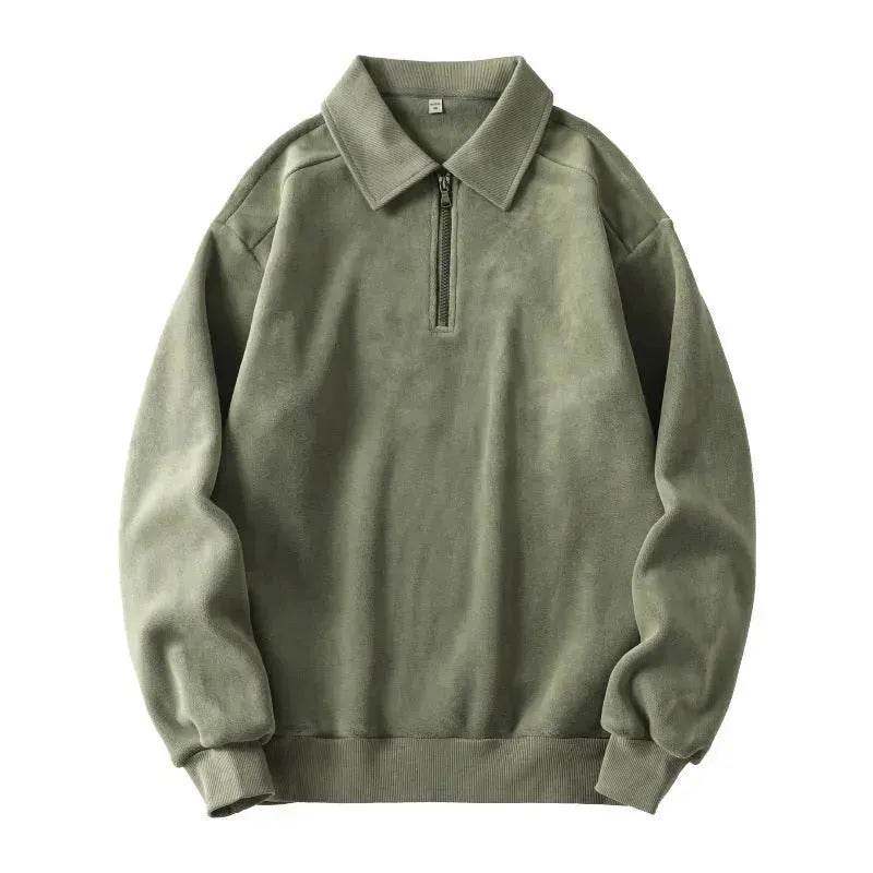 Autumn Winter Fashion Lapel Half-zip fleece Sweatshirt Pullover tops for Men - www.Shopthatapp.com