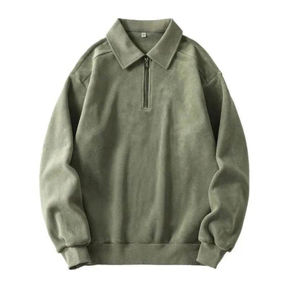 Autumn Winter Fashion Lapel Half-zip fleece Sweatshirt Pullover tops for Men - www.Shopthatapp.com