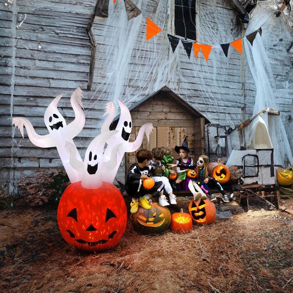 Halloween decorations - 5.9 FT Halloween Inflatable Pumpkin Ghost Outdoor Decorations - www.Shopthatapp.com