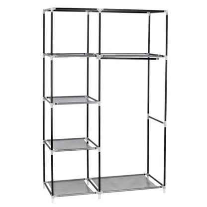 64 Portable Closet Storage Organizer Wardrobe Clothes Rack With Shelves Gray - www.Shopthatapp.com #