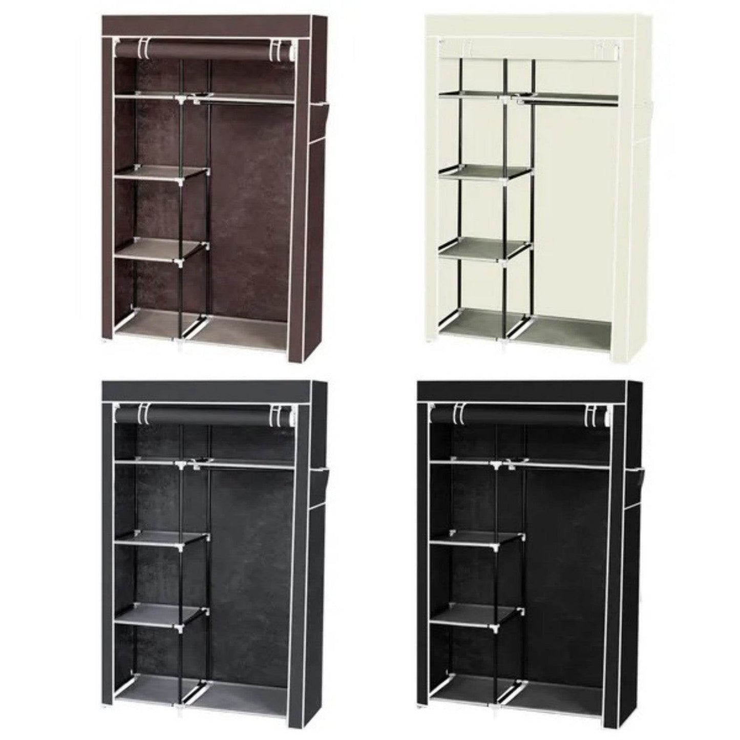 64 Portable Closet Storage Organizer Wardrobe Clothes Rack With Shelves Gray - www.Shopthatapp.com #