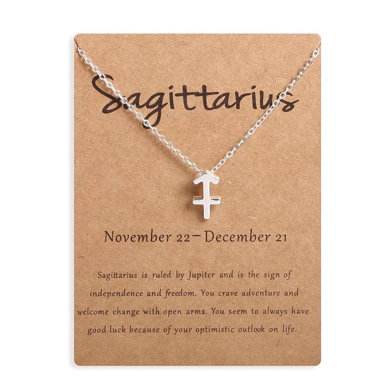 12 Zodiac Sign Necklaces With Gift Card Constellations Pendant Necklace Jewelry - www.Shopthatapp.com