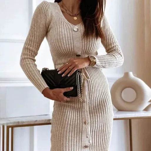 Autumn Winter Cashmere Slim fit Knitted Mini Sweater Dress - www.Shopthatapp.com
