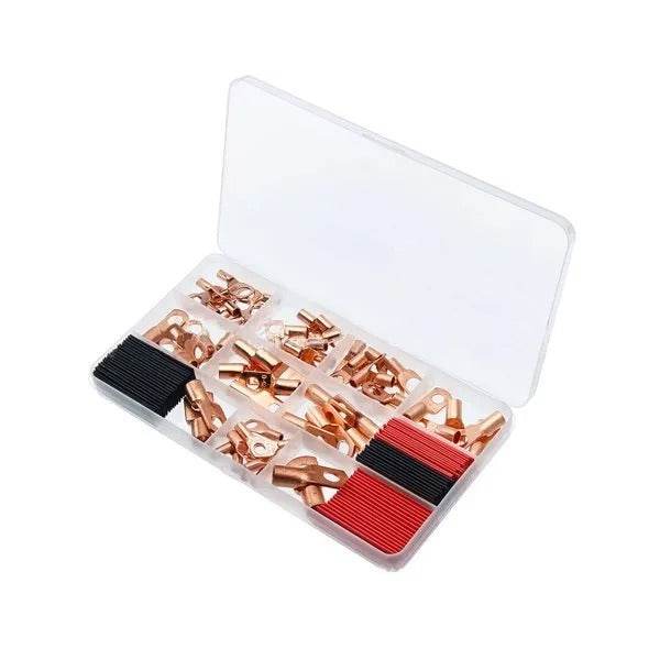 120Pcs Copper Wire Terminal Connectors, AWG 2 4 6 8 10 Copper Wire Lugs With Heat Shrink Set, 60Pcs Copper Wire Lugs And 60pcs Heat Shrink Tubing - www.Shopthatapp.com