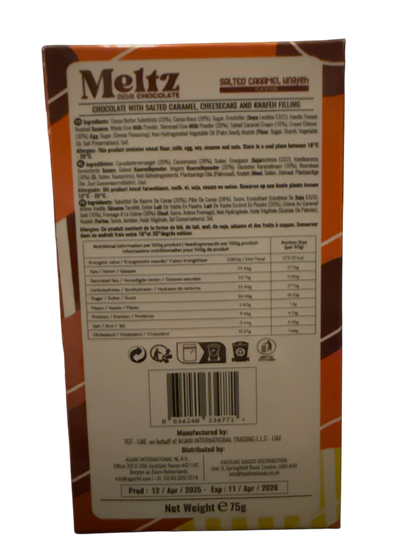 Meltz Dubai Chocolate Salted Caramel Knafeh Flavour 75G - Dubai Edition - www.Shopthatapp.com