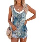 Casual Spring And Summer Tops Printed Sleeveless Pleating Vest T-shirt For Women - www.Shopthatapp.com