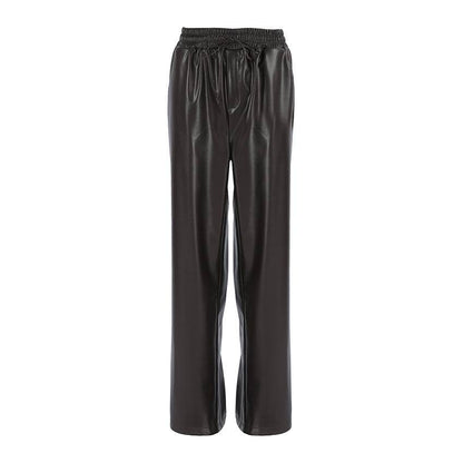 Casual Leather High-waisted Work Formal Trousers Pant women - www.Shopthatapp.com