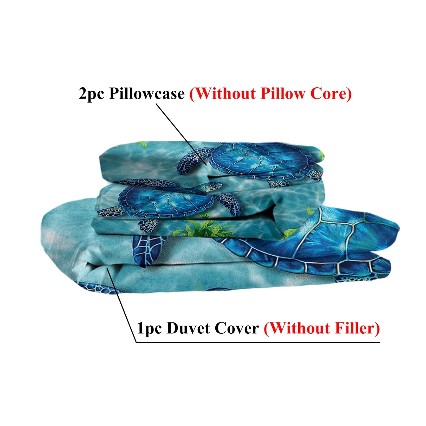 Sea Turtle Pattern Duvet Cover Set 3 Pieces King Size Soft Bedding Set With 2 Pilowcases With Zipper Closure For Home Bedroom For All Seasons - www.Shopthatapp.com