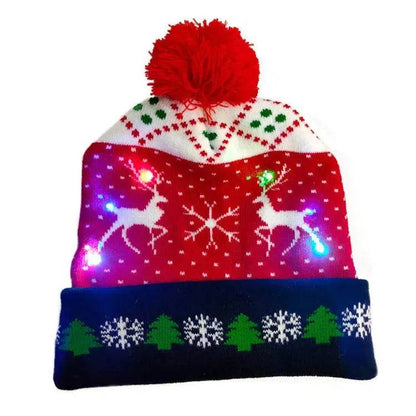 LED Christmas Hat Sweater Knitted Beanie Christmas Light Up Knitted Hat Christmas Gift  Kids Xmas New Year Decorations - www.Shopthatapp.com
